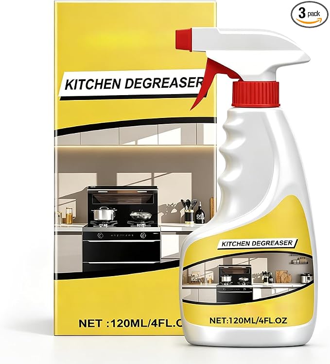 Degreaser Cleaner Heavy Duty Spray, Heavy Oil Clean Up Kitchen Stains Sprays, All-Purpose Kitchen Cleaner Spray Cuts Through Baked-On Grease on Ovens Stove Tops Grills for Oil (3)