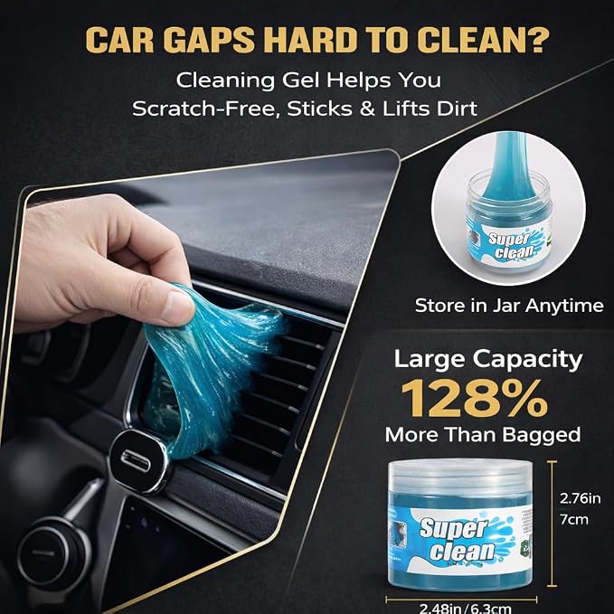 15PCS Interior Cleaning Kit Graded Boar Brush 160g Gel Swivel Glass Tool | Scratch-free vent duster microfiber pads waterproof bag, car & home dual use, practical holiday gift for car lovers