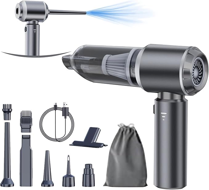 Houscly Car Vacuum Cordless Mini Handhled 4-in-1 High Power Cleaner 20000Pa | Brushless motor-6000mAh-Rechargeable-Duster blower-Pet hair crumb cleaning for car sofa office desk- Ideal gifts for men