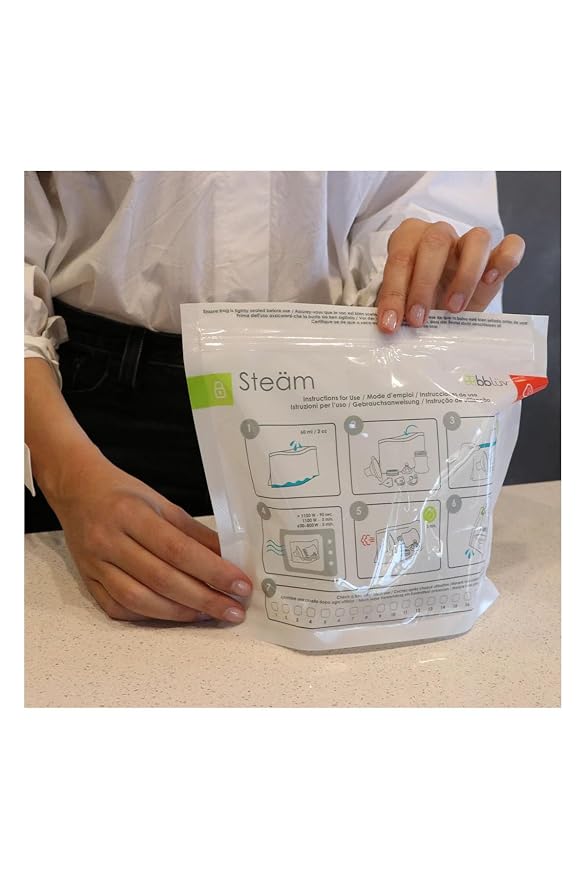 bblüv – Steäm - Microwave Baby Bottle Cleaner by Steam, 120 Uses Per Pack, Reusable, BPA-Free, Baby Bottle Cleaner, Quick and Easy