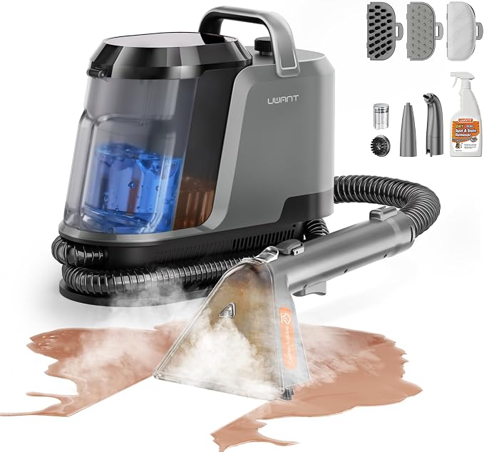 Uwant 18Kpa Powerful Suction Carpet Steam Cleaner with Pet Pro Cleaner | Set of 1 Portable Carpet Cleaner for Pets with Cleanning Tools Upholstery Steam Cleaner for Carpets, Couch, Sofa, Cars