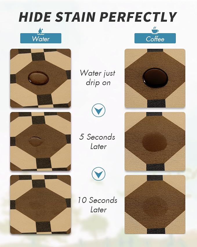 AMOAMI Coffee Mat Hide Stain Rubber Backed Absorbent Dish Drying Mat for Kitchen Counter - Fits Under Coffee Maker or Machine - 16X24