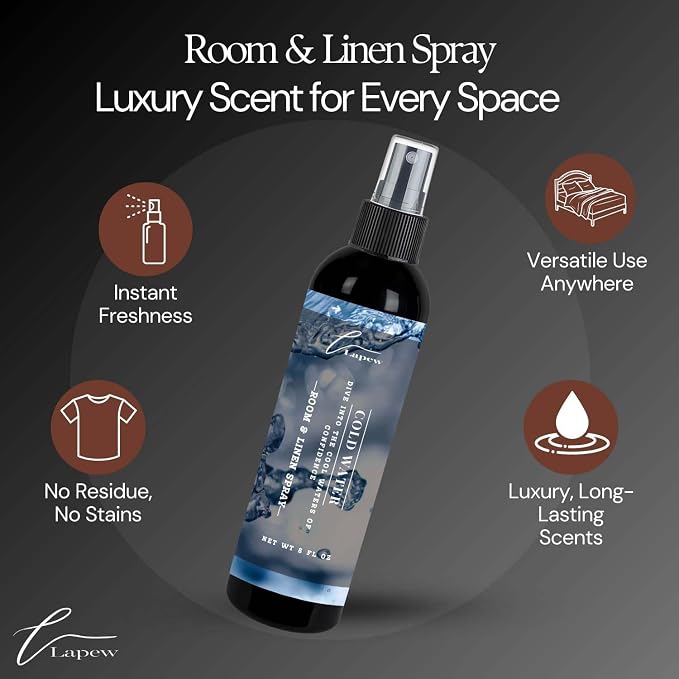 Lapew Room & Linen Spray | Fragrance Mist for Home, Car & Office | Fabric & Air Freshener | Neutralizing Mist | Made in USA | Cold Water