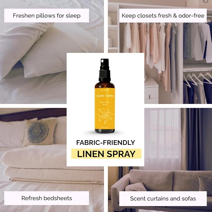 Ylang Ylang Air Freshener Spray for Room, Linen & Pillow 100ml by Aromafume | Made with Pure Ylang Ylang Essential Oil | Aromatherapy Spray to Soothe & Revive | Mist for Bedding, Fabrics