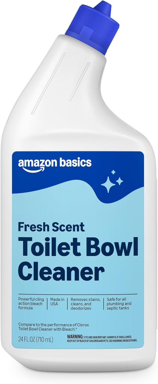 Amazon Basics Toilet Bowl Cleaner with Cling Action Formula, Bleach, Fresh Scent, 24 Fl Oz, Pack of 1, Packaging May Vary