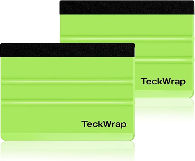 TECKWRAP 2 PCS Professional Felt Squeegee for Vinyl, No Scratch - Green | Scratch Resistant Squeegee for Decals, Inkjet Vinyl, Laminate & Wallpaper DIY Projects