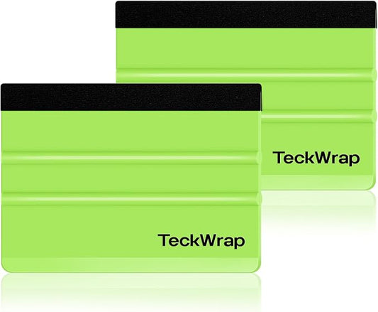 TECKWRAP 2 PCS Professional Felt Squeegee for Vinyl, No Scratch - Green | Scratch Resistant Squeegee for Decals, Inkjet Vinyl, Laminate & Wallpaper DIY Projects