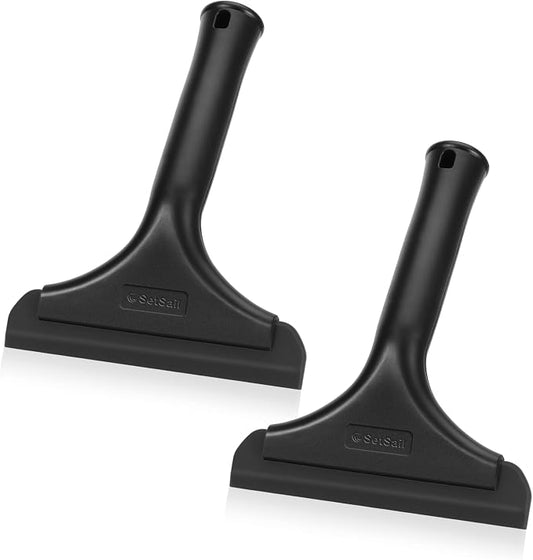 SetSail Shower Squeegee for Glass Doors, Small Squeegee for Shower Glass | Mini Silicone Squeegee for Window Cleaner Tool Bathroom Squeegees for Car Window Cleaning, 2 Pack, All Black