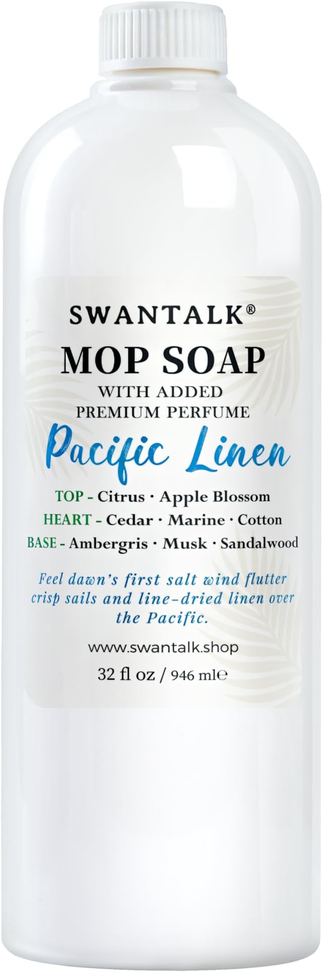 Premium Mop Soap Highly Scented, Odor-Eliminating Floor Cleaner for Mopping Hardwood, Tile, LVP, Laminate, 4X Concentrated Formula, Streak-Free No Residue, Pet Safe, 32oz (Pacific Linen)