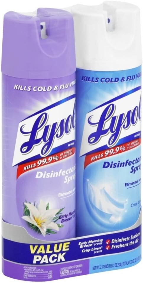 Lysol Disinfectant Spray, Early Morning Breeze + Crisp Linen, 38oz (2x19oz)
