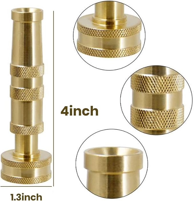 Ustope Garden Hose Nozzle, High Pressure Water Hose Nozzle Sprayer Head,fits 3/4” Garden Hose Thread,for Lawn & Garden,Washing Cars,Watering Garden,Cleaning,Showering Dogs&Pets（Brass）, AD-05