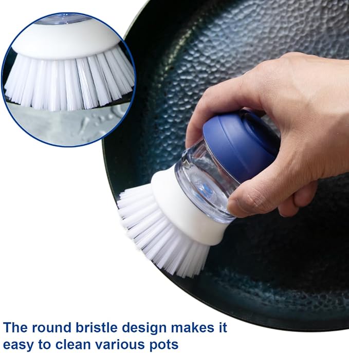 CELOX 2 Pack Dish Brush with Soap Dispenser Soap Dispensing Palm Brush for Cleaning Pots, Dishes
