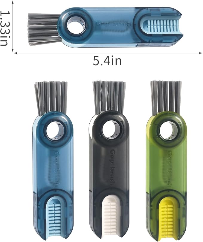 3 in 1 Cup Lid Gap Cleaning Brush Set, Multifunctional Insulation Bottle Cleaning Tools, Mutipurpose Tiny Silicone Cup Holder Cleaner, Home Kitchen Cleaning Tools (3Pcs Blue)