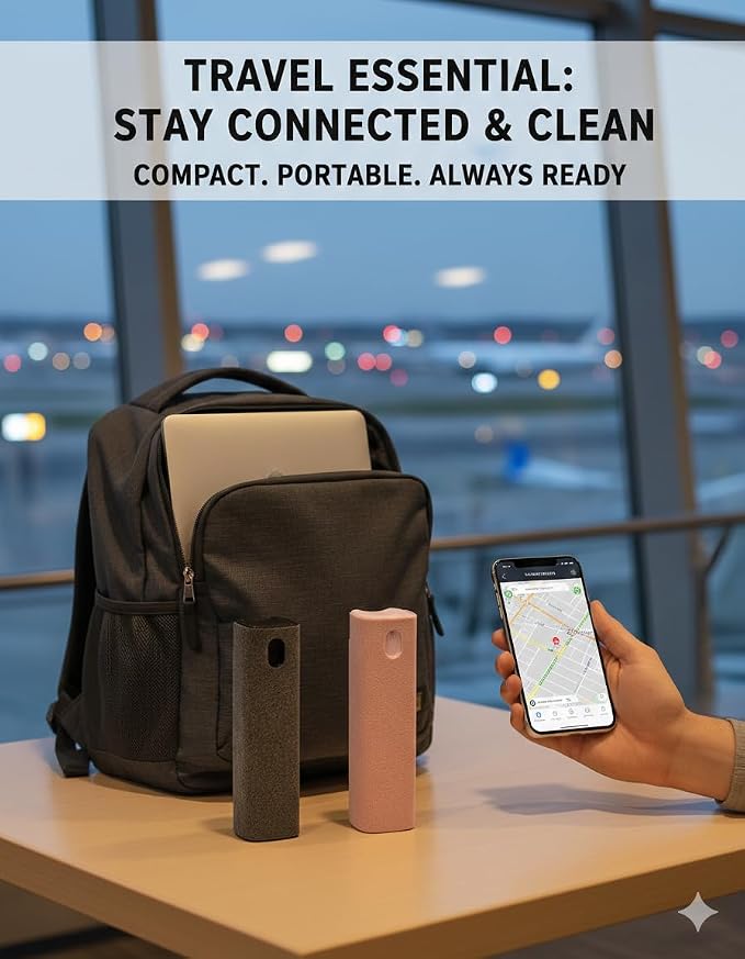 Car Screen Cleaner Spray and Wipe Touch Screen Cleaner for Car Display,2 in 1 Laptop Computer Screen Cleaner,Car Accessories Interior,Travel Cleaning Kit (2 Units)