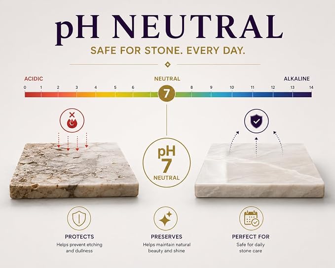 pH Neutral Stone Cleaner for Quartz, Marble, Quartzite & Natural Stone Countertops, Daily Care Formula for Surfaces That Require Special Care, Safe Stone Countertop Cleaner for Everyday Use, 32 oz