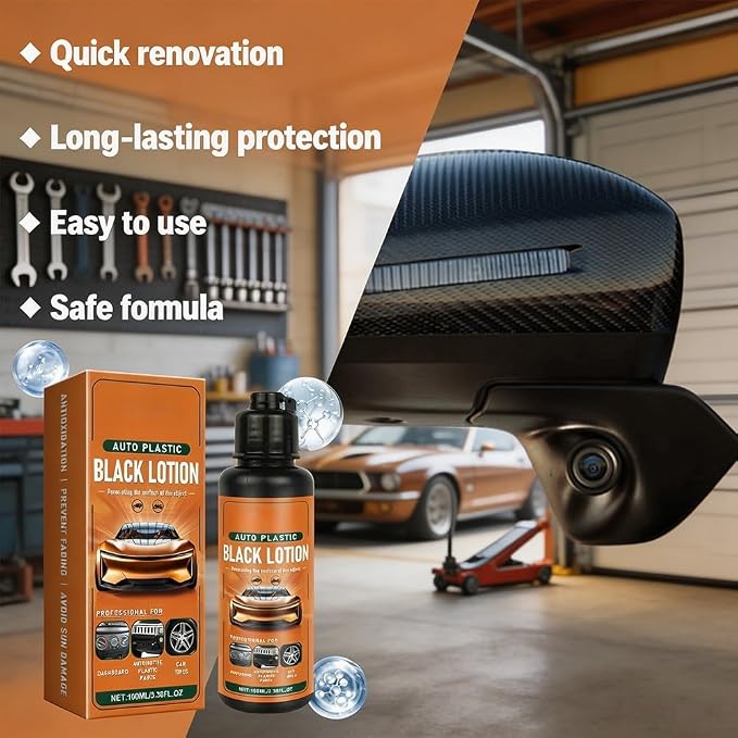 Auto Plastic Black Lotion, 2026 Upgrade Plastic Care for Car Interior, Auto Plastic Black Lotion, Can Restore The Luster of Faded Plastics and Rubbers (1PC)