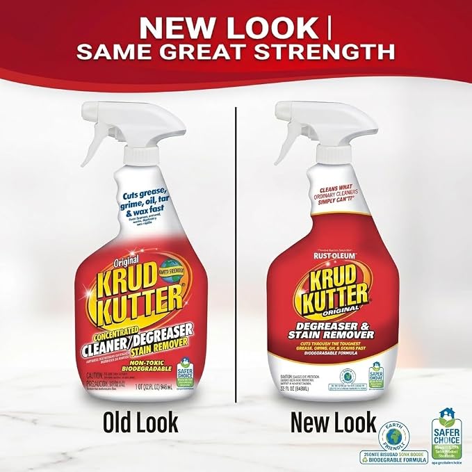 Krud Kutter Original Cleaner Degreaser Spray, 32 oz | Cuts grease, oil, grime, tar and wax. Water-based formula. Leaves no residue.