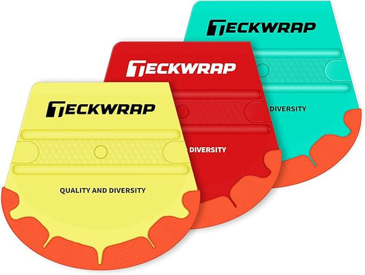 TECKWRAP Felt Squeegee for Vinyl Wrap Window Tint -Fan Shape, Soft/Med/Hard | Pro Car Wrap Tool Kit with 3 Hardness Levels Scratch-Free Tool for PPF, Decal, Inkjet Sticker Paper & Wallpaper DIY Projects