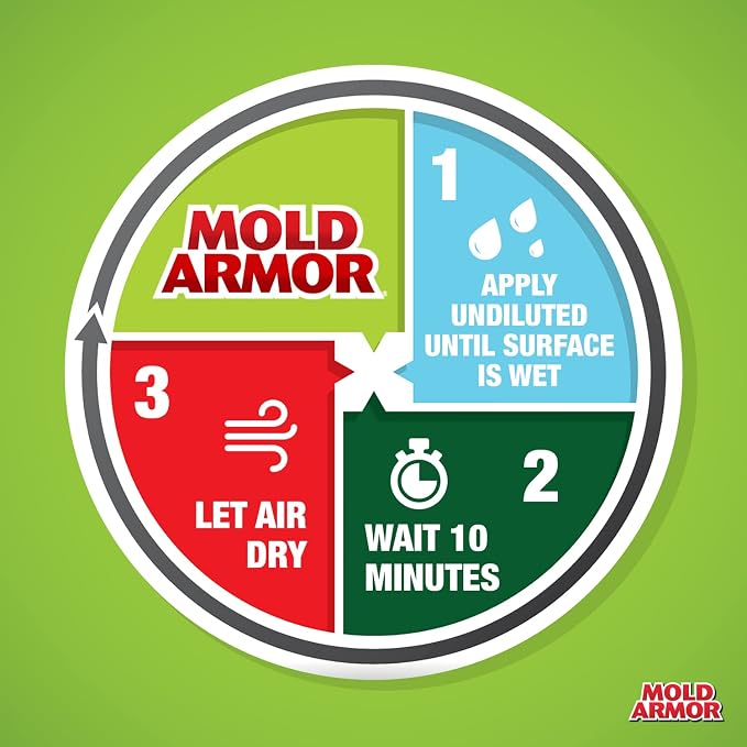 Mold Armor Mold Remover & Disinfectant Cleaner, 32 oz. Spray Bottle, Inhibits Growth of Mold, Kills 99.9% of Household Bacteria and Viruses, Easy-To-Use Mildew and Mold Control Solution