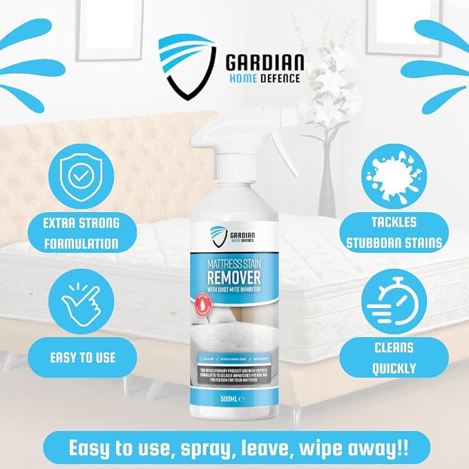 Gardian Mattress Stain Remover Spray Extra Strong 500ml Removes Urine Sweat Blood Fast Acting Cleaner