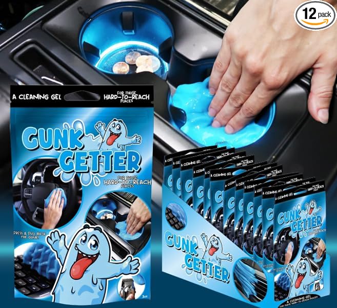 Car Cleaning Gel 12 Pack for Those Hard to Reach Places, Automotive Cup Holder Electronic Keyboard Office, Slime Gel Cleaner Dust Crumb Removal (Blueberry, 12 Pack)