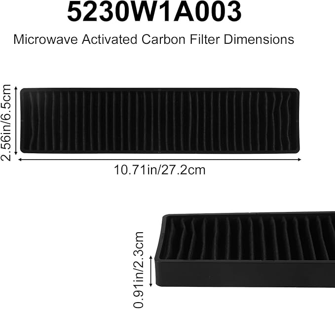 3pcs Microwave Replacement Set for LMV2031ST/LMV2031BD/ LMHM2237ST/LMH2235ST & More, Include 2 Microwave Under Vent Grease Filter and 1 Charcoal Filter Compatible with 5230W1A012B & 5230W1A003A