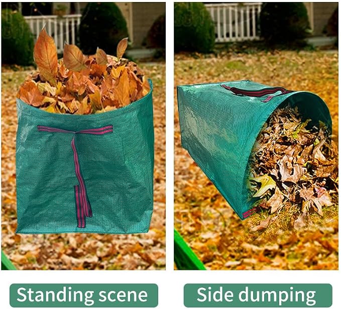 RISETEX 3-Pack Large Reusable Collapsible Yard Waste Bags with Dustpan | For lawn, garden, leaves, grass clippings, parties, laundry, camping. Heavy-duty, folds flat, easy storage