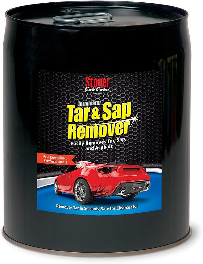 Stoner Car Care 91157 Tarminator Tar, Sap, and Asphalt Remover – Fast Acting Tar and Sap Remover for Cars – Clear Coat Safe Auto Cleaner for Paint, Chrome and Wheels – 5 Gallon