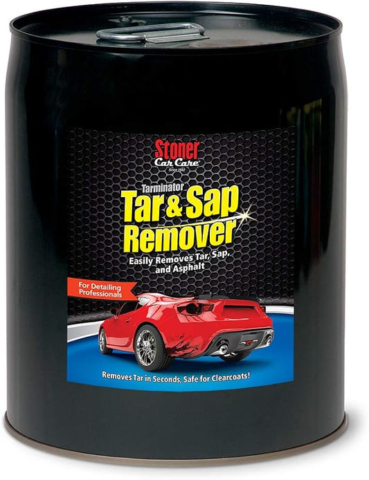 Stoner Car Care 91157 Tarminator Tar, Sap, and Asphalt Remover – Fast Acting Tar and Sap Remover for Cars – Clear Coat Safe Auto Cleaner for Paint, Chrome and Wheels – 5 Gallon