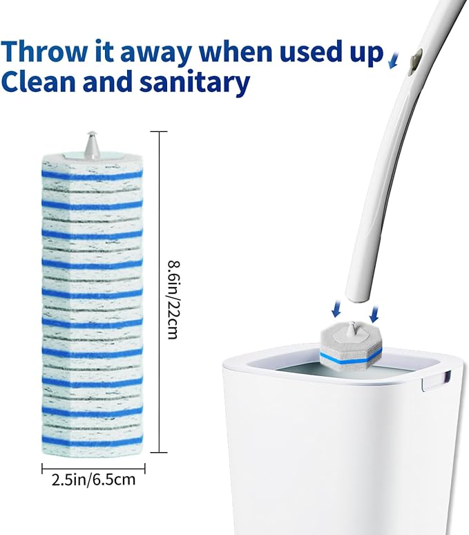 60pc Refills Disposable Toilet mats Brush Cleaning System, Toilet Cleaning Brush, 60 Replacement Brush Heads, No Handle or Base，Toliet Refills,Toilet Bowl Clean Refill Pads,Toilet Scrubber Refill