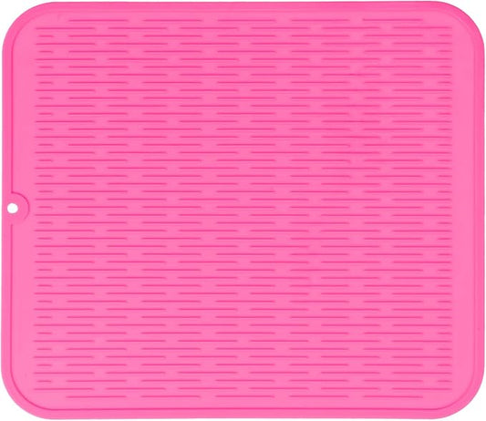 MicoYang Silicone Dish Drying Mat for Multiple Usage,Easy clean,Eco-friendly,Heat-resistant Silicone Mat for Kitchen Counter or Sink,Refrigerator or Drawer Liner Rose XL 18 inches x 16 inches