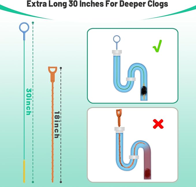 Drain Snake Hair Drain Clog Remover (5 Pack), 2026 Upgraded 30-Inch Reusable Sink Snake – Anti-Break Metal Core & Nylon Layer, Flexible Drain Cleaner Tool for Bathroom Sink, Tub, Shower Pipe Clogs