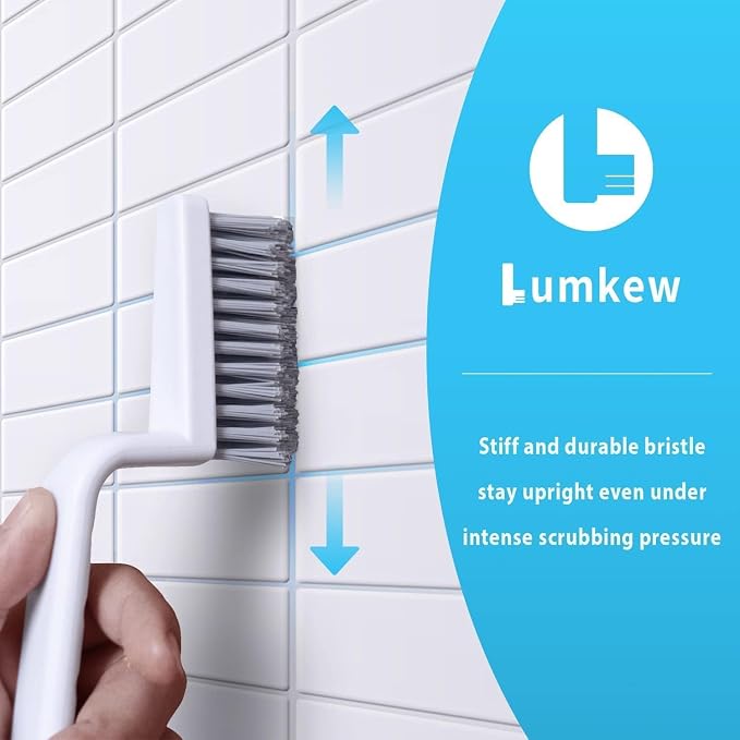 Lumkew Grout Cleaner Brush,Hard Bristle Grout Cleaning Brushes Scrubber for Tile Floors Bathroom Shower, Black, 3 Pieces