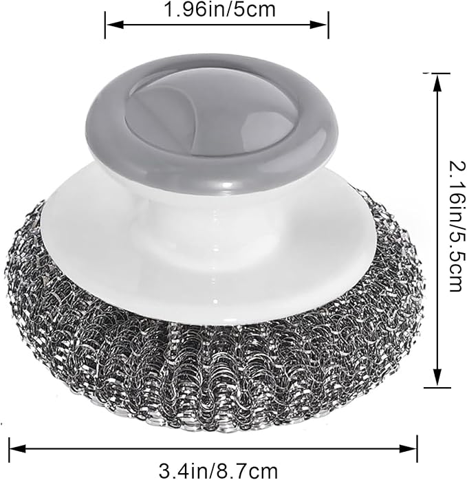 24Pack Steel Wool Scrubber with Handle, Stainless Steel Scrubber for Cleaning Cast Iron, Dishes, Stock Pots, Pans, Griddles, Grills