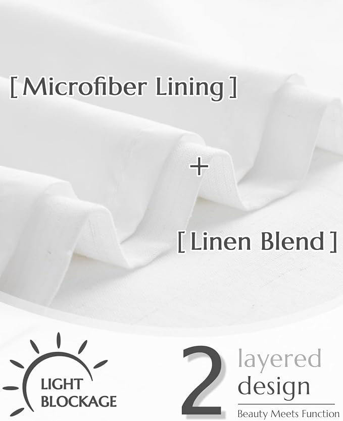 jinchan Linen Tier Curtains with Lined, 26x45, 2 Panels, Beige White | Light filtering, rod pocket, cafe curtains, machine washable, small window treatment, cottage style, kitchen, laundry room