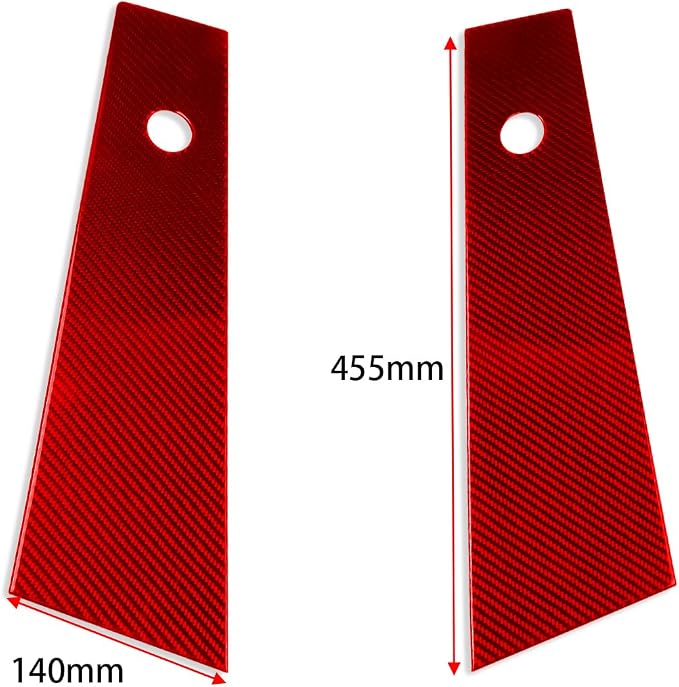 Red Real Carbon Fiber Trim for Tesla Accessories | for Model 3 2017-2022 / Model Y 2020-2024 Door Window B Pillars Sticker Exterior Thick Overlay Decal