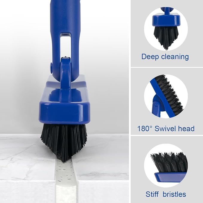 CELOX Grout Brush with Long Handle, Tile Grout Cleaner Brush for Tile Floors, for Shower Tile, for Cleaning Grout, Blue