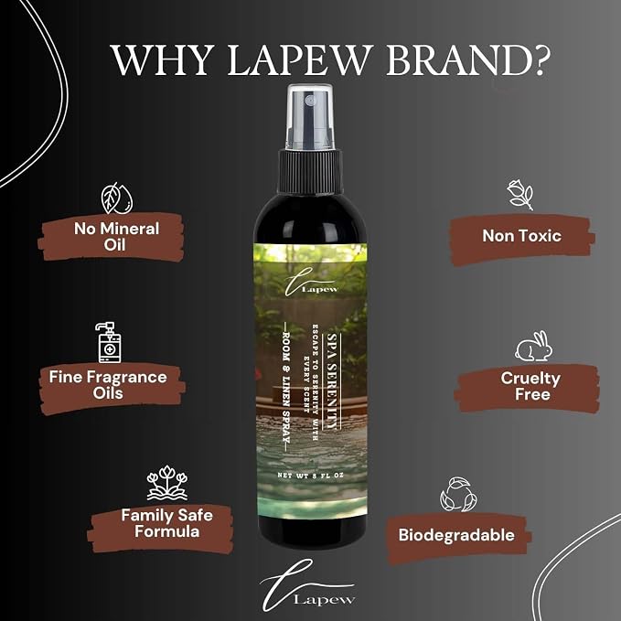 Lapew Room & Linen Spray | Fragrance Mist for Home, Car & Office | Fabric & Air Freshener | Neutralizing Mist | Made in USA | Spa Serenity