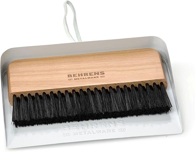 Behrens White Galvanized Dustpan & Brush Set