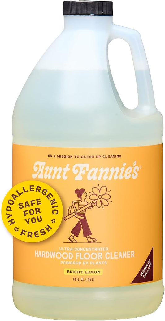 Aunt Fannie's Ultra Concentrated Hardwood Floor Cleaner, Vinegar-Free Plant Based Hardwood Floor Cleaner for Mopping, Bright Lemon Scent, 64 oz. (Pack of 1)