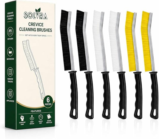 Crevice Cleaning Brush Set – 6Pcs Hard Bristle Cleaning Tools for Grout, Tile Floors, Gaps & Narrow Spaces – Small Grout Scrub Brush for Cleaning Bathroom, Shower, Window Tracks, Kitchen