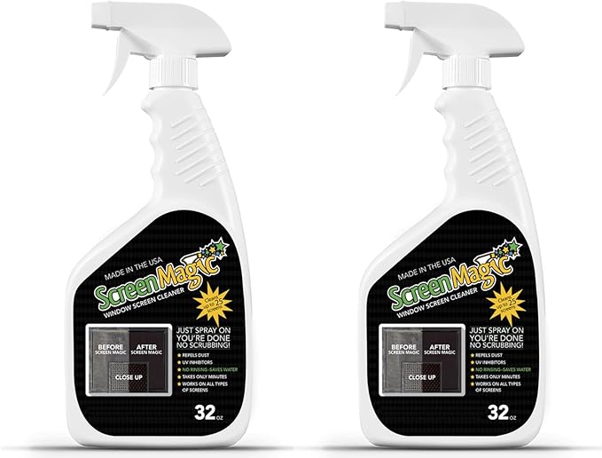 SCREEN MAGIC SM32T Screen Cleaner Spray - Trigger Sprayer, For Windows & Doors - 2 Pack, 32 Fl Oz Each