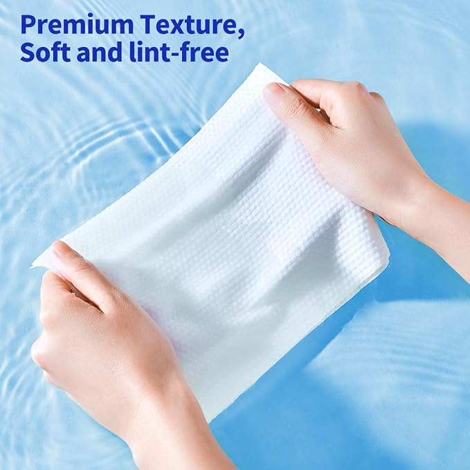 Matern'ella Clean Face Towels Disposable Facial Washcloths Hanging 332 Cts | Thickened Dry Wipes Facial Cleansing Makeup Remover Soft Face Towelettes for Sensitive Skin Unscented 100% Plant-based