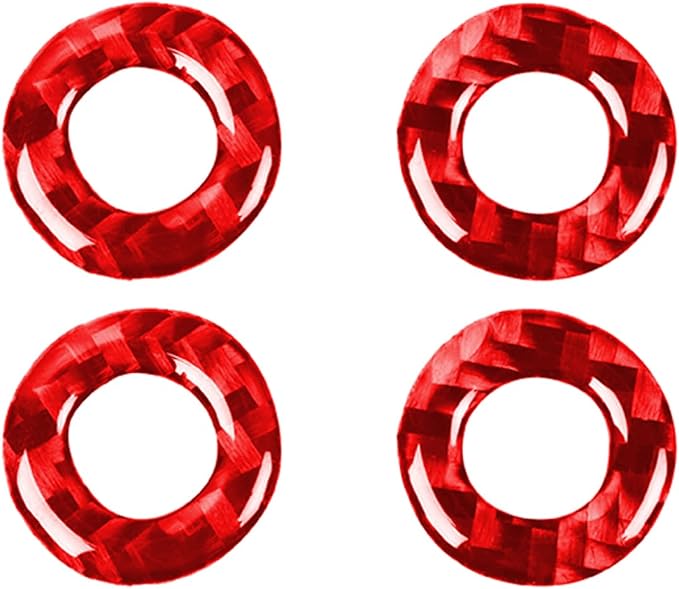 Door Lock Pin Trim Ring Fit for Dodge Charger/Chrysler 300 2011-2023 | Red Real Carbon Fiber|Car Decorations Stickers Decals|Interior Accessories|Thick Overlay|Anti-scratch