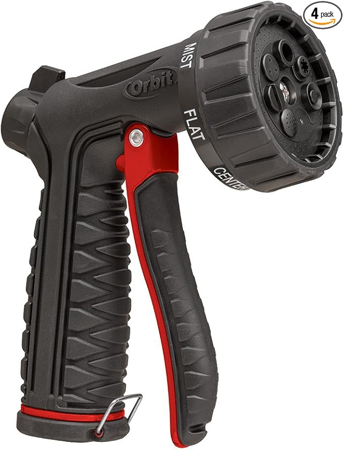 4-Pack Orbit Pro Flo 7 Pattern Outdoor Hose-End Lawn and Garden Watering Nozzle with Front Trigger