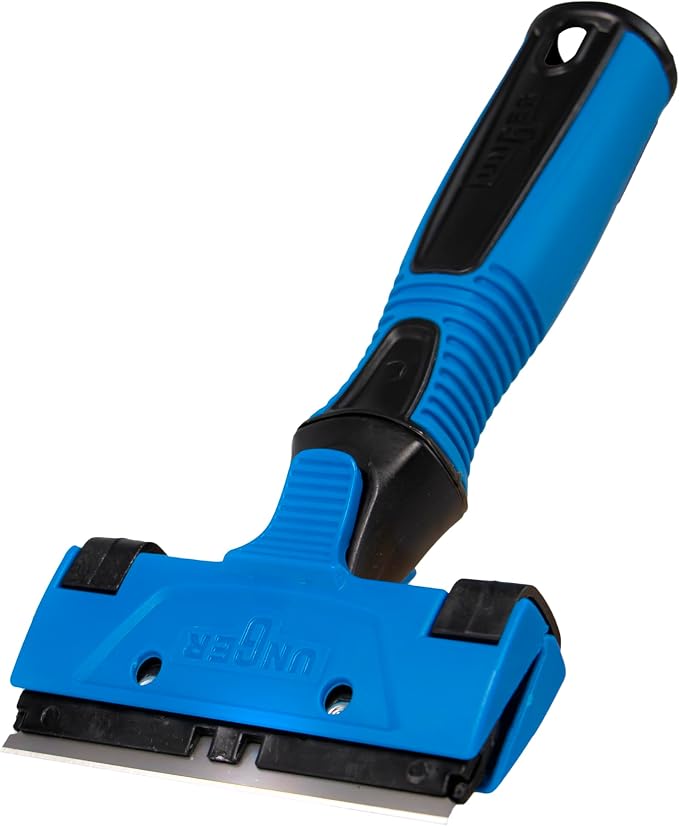 Unger Professional Connect and Clean 4" All-Purpose Scraper, Window, Glass, and Floor Scraping Tool Supplies, Adhesive Removal, Gum, Stickers, Paint Removal, Dual-Sided Blade