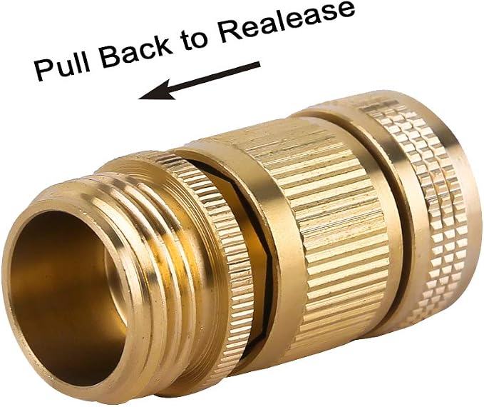 HQMPC Garden Hose Quick Connect Solid Brass Quick Connector 3/4 inch GHT (6 Sets)