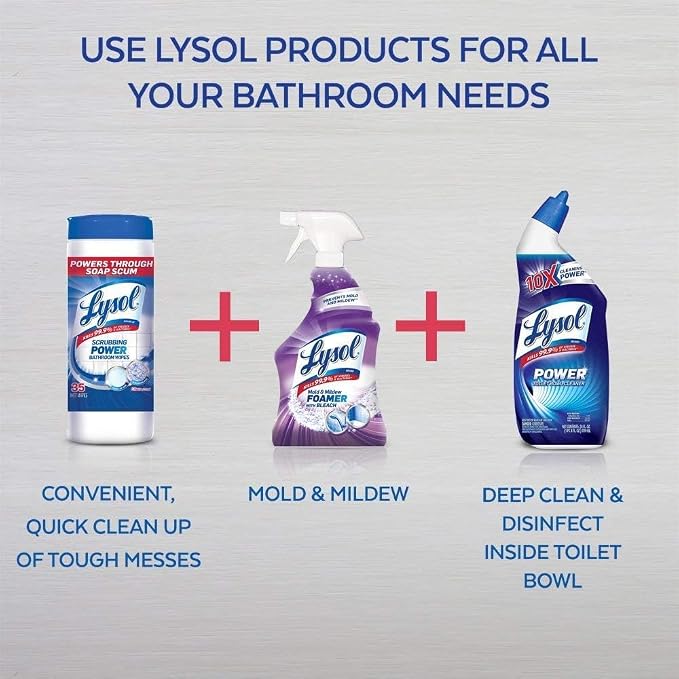 Lysol Mold and Mildew Remover, 2 Pack Bathroom Cleaner Spray, Whitens and Removes Soap Scum and Stains on Tiles, Grout, Bathtubs, Toilets, Sinks, 32 oz. Each