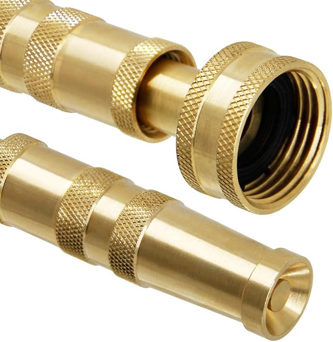 Twinkle Star Heavy-Duty Brass Adjustable Twist Hose Nozzle, 2 Pcs | 3/4” GHT Brass Garden Hose Nozzle, Adjustable Water Flow