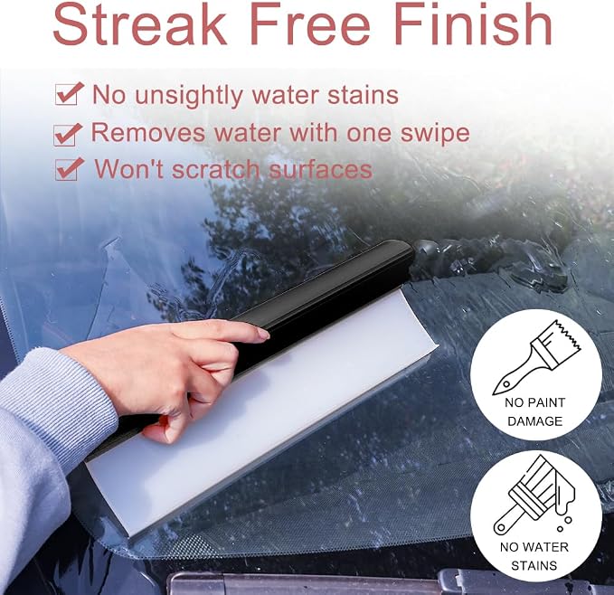 Car Squeegee,12 inch Silicone Squeegee, 2 Pack Automotive Water Wiper for Car Drying,Flexible T-Bar Water Blade for Car,Windshield,Glass,Window,Mirror,Bathroom,Auto Squeegee (Yellow+Black) | Flexible Auto T-Bar Water Blade for Windshield,Glass, Window,...
